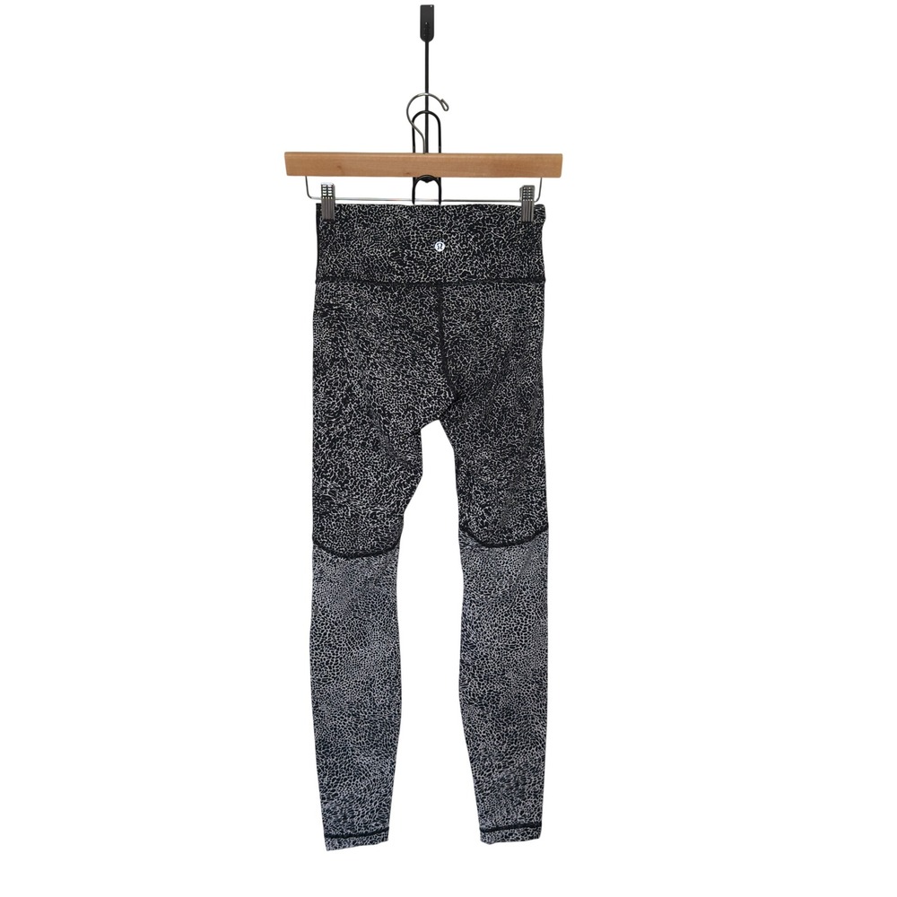 Lululemon 4 Wunder Pant High Rise Black White Polar Shift Pattern Leggings - Picture 5 of 12